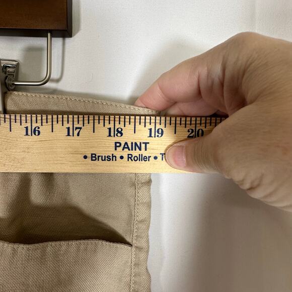 EUC NYDJ Stretch Linen Straight Leg Ankle Trouser Pants Tan Sz 14 Summer Office - Picture 7 of 9